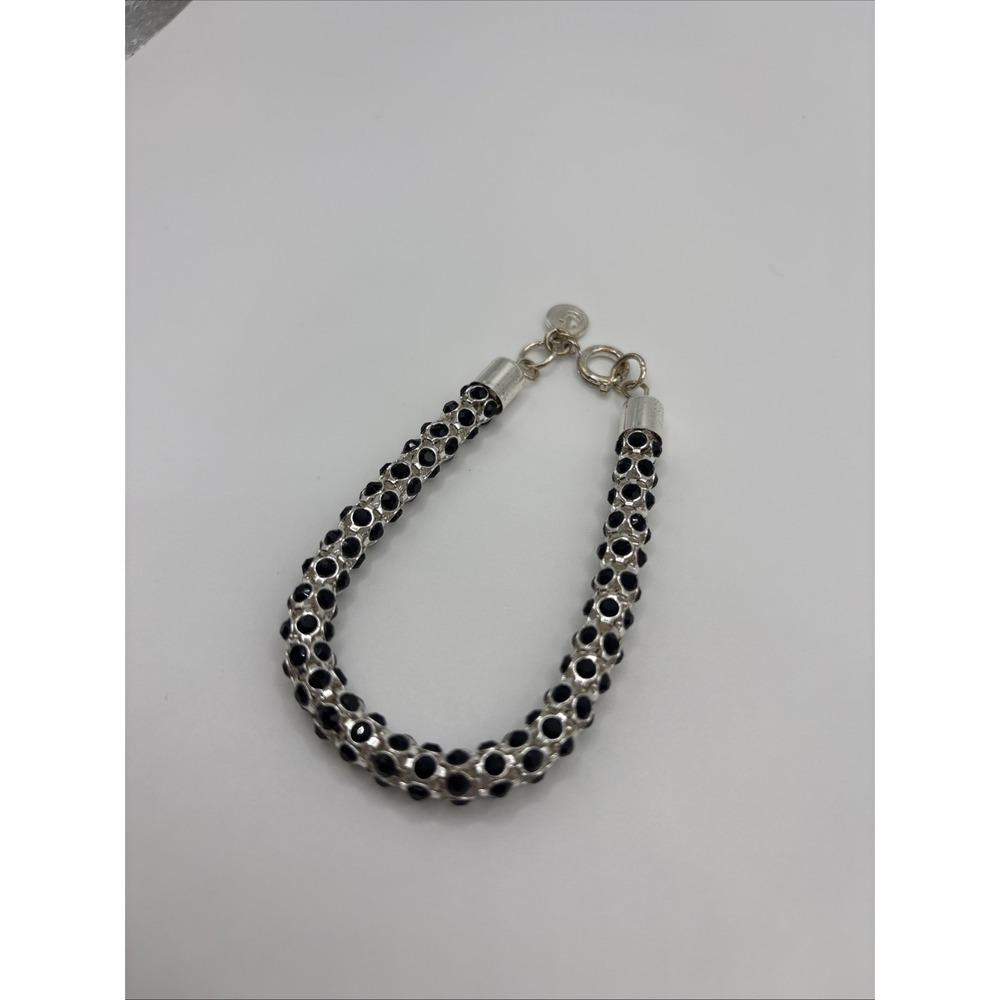 Swarovski Black Crystal Stone Silver Toned Bracelet - Picture 2 of 5